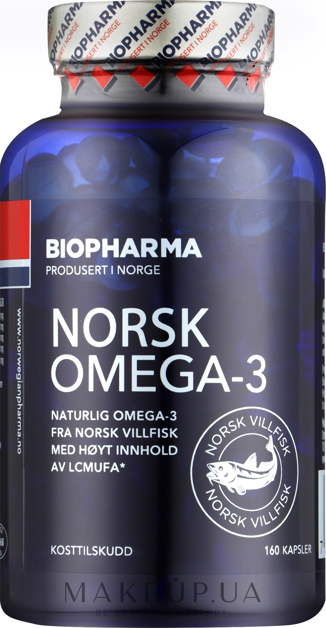 Норвезька Омега-3 - Biopharma Norge Norsk Omega-3 — фото 160шт