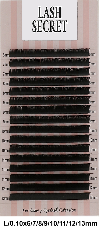Накладні вії, чорні, 16 ліній (mix, 0,1, L, 6-13) - Lash Secret — фото N1