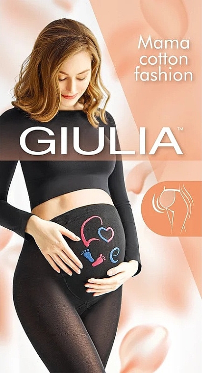 Хлопковые колготки для беременных с узором "Mama Cotton Fashion 003", nero - Giulia