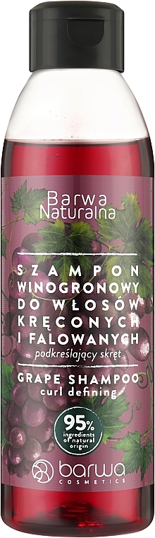 Виноградний шампунь для кучерявого і хвилястого волосся - Barwa Natural Grape Shampoo — фото N1