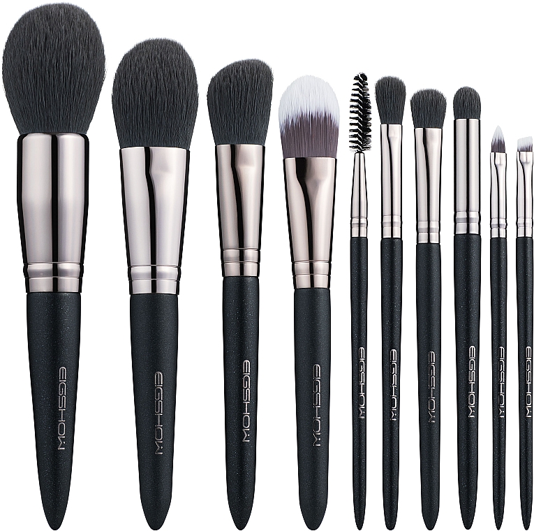 Набор кистей для макияжа, 10 шт - Eigshow Beauty Light Gun Black Brush Kit — фото N1