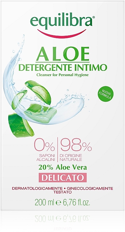 Ніжний гель для інтимної гігієни - Equilibra Aloe Gentle Cleanser For Personal Hygiene — фото N2