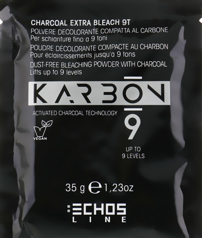 Обесцвечивающий угольный порошок для осветления до 9 тонов - Echosline 9 Charcoal Extra Bleach 9T