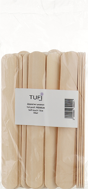 Дерев'яний шпатель, 15 см, 50 шт. - Tufi Profi Premium Soft Touch — фото N1