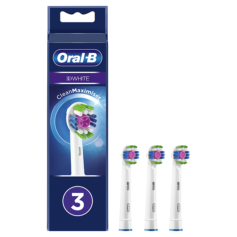 Змінна насадка для електричної зубної щітки, 3 шт. - Oral-B 3D White Refill Heads — фото N1