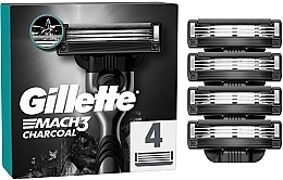 Сменные кассеты для бритья, 4 шт. - Gillette Mach3 Charcoal — фото N1