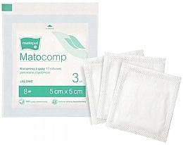 Компрессы марлевые стерильные, 17 нитей, 8 слоев, 5х5 см, 3 шт., в индивидуальной упаковке - Matopat Matocomp — фото N1