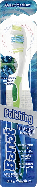 Зубная щетка "Глубокое очищение", салатовая - Banat Tri-Action Polishing — фото N1