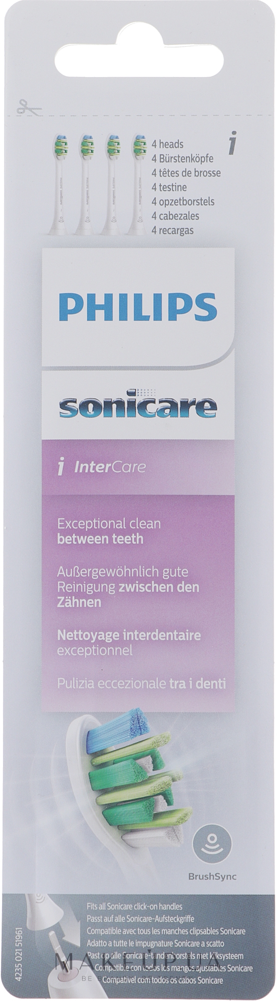 Насадка для звуковой зубной щетки, HX9004/10 - Philips Sonicare i InterCare — фото 4шт