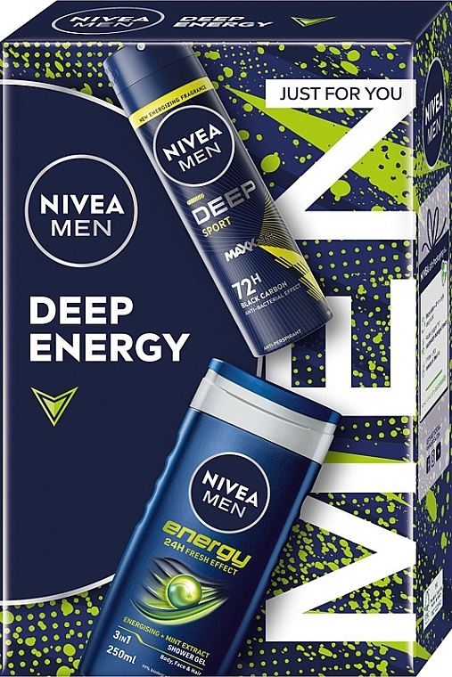 Набор - NIVEA MEN Deep Energy (sh/gel/250ml + deo/150ml) — фото N1