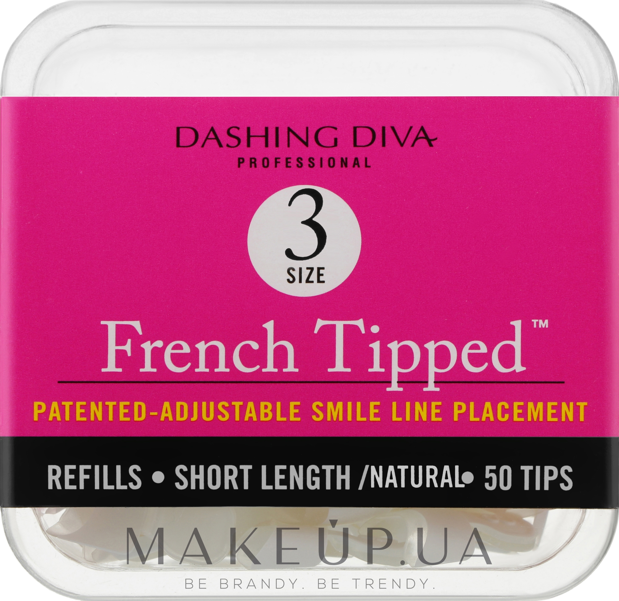 Типсы короткие натуральные "Френч" - Dashing Diva French Tipped Short Natural 50 Tips (Size-3) — фото 50шт