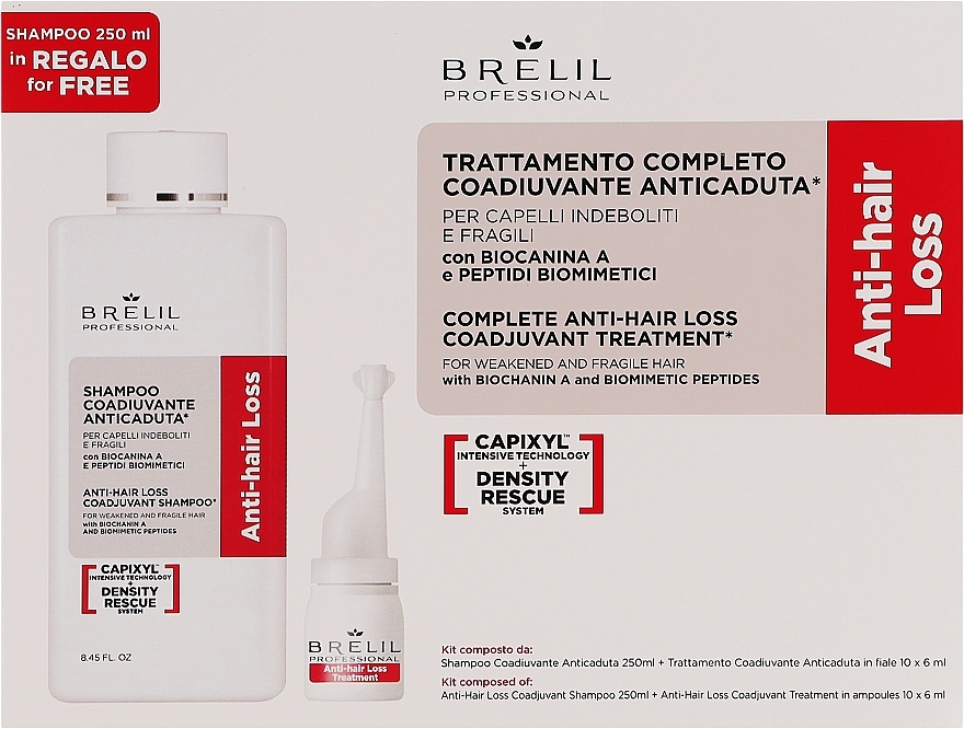 Набор - Brelil Anti-Hair Loss (shm/250ml + h/lot/6mlx10) — фото N1