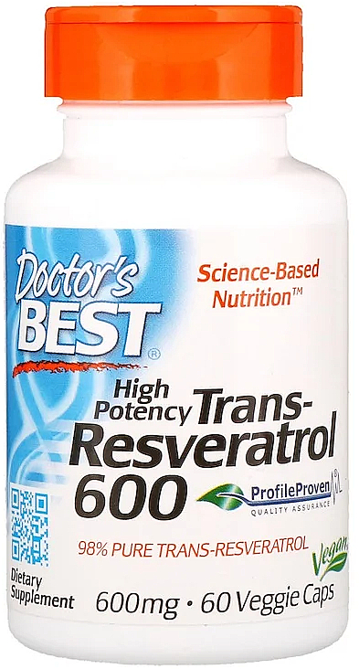 Высокоэффективный трансресвератрол, 600 мг, капсулы - Doctor's Best — фото N1