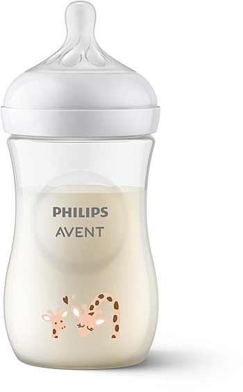 Пляшечка для годування "Природний потік", жираф, 260 мл, 1м+ - Philips Avent Natural — фото N1