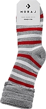Жіночі махрові шкарпетки, світло-сірі в смужку - Moraj — фото N1