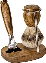 Парфумерія, косметика Набір для гоління - Acca Kappa Shaving Set In Zebra Wood And Chrome Plated Metal (razor/1pc + brush/1pc + stand/1pc)