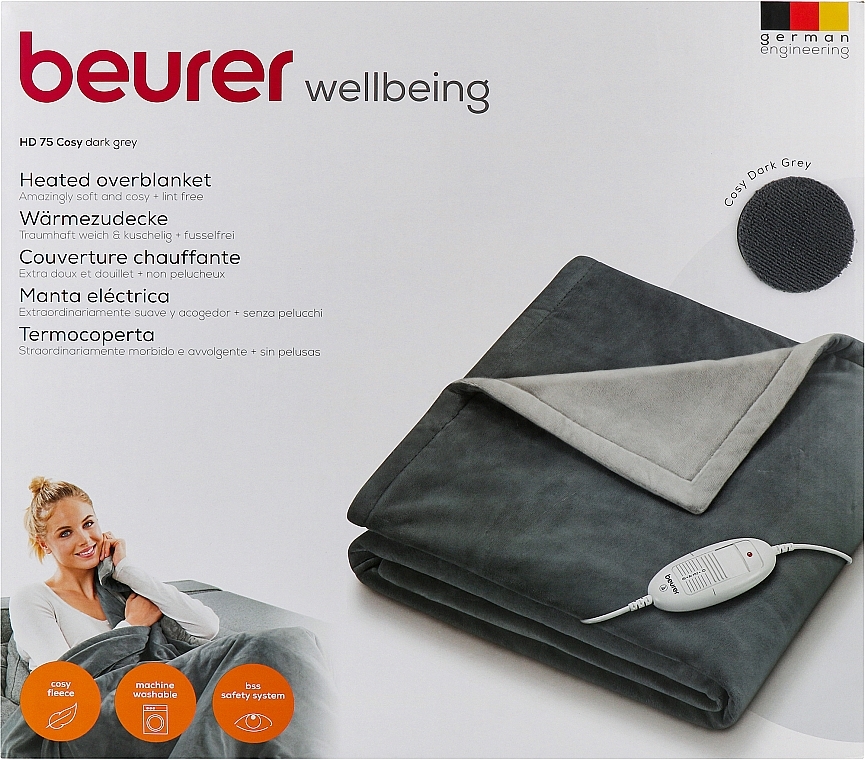 Электрическое одеяло - Beurer HD 75 Dark Grey — фото N1