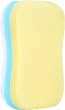 Губка для тела массажная, желто-голубая - Sanel Fit Kosc — фото N1