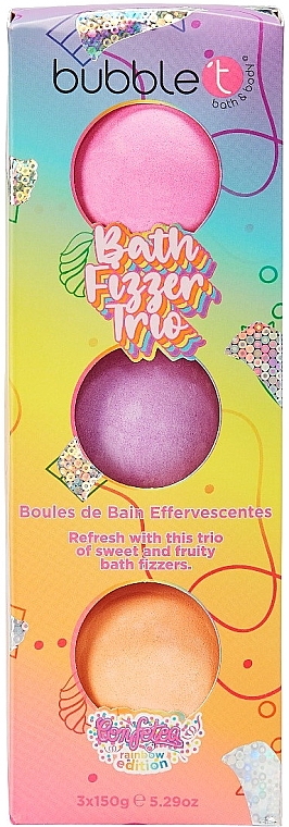 Набір бомбочок для ванни - Bubble T Rainbow Bath Fizzer Trio (bath/bomb/3x150g) — фото N1