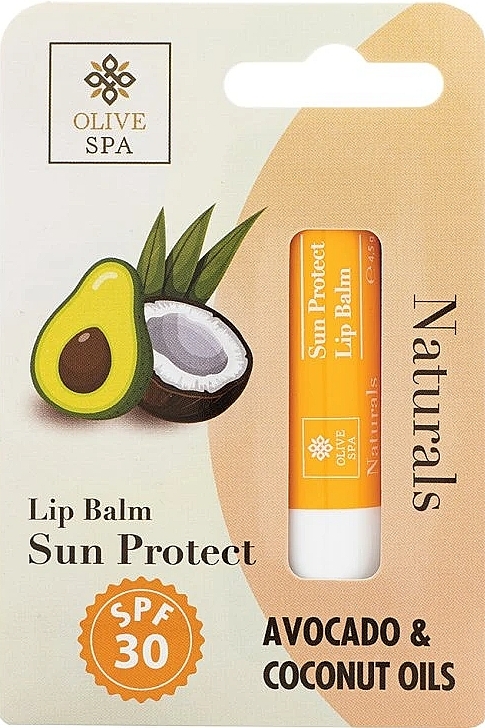 Бальзам для губ з ароматом ванілі - Olive Spa Naturals Sun Protect Lip Balm — фото N1