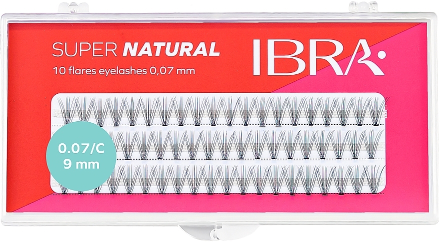 Накладные пучки, C 9 mm - Ibra 10 Flares Eyelash Super Natural — фото N1