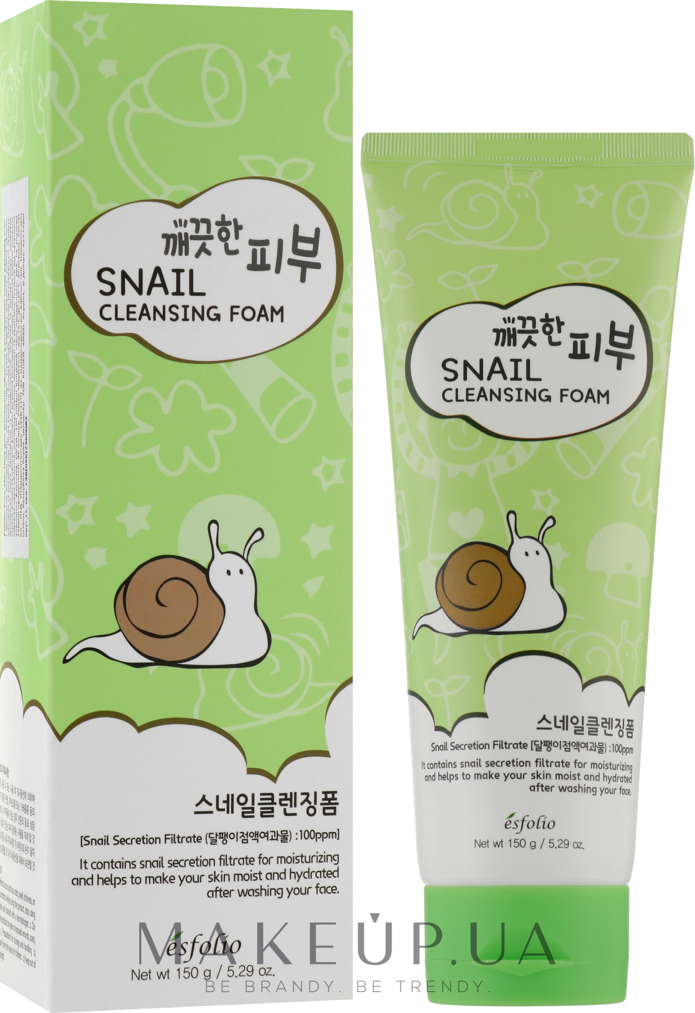 Піна для вмивання з муцином равлика  - Esfolio Pure Skin Snail Cleansing Foam — фото 150ml