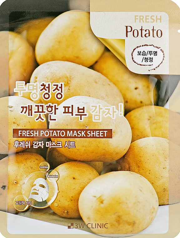 Тканинна маска для обличчя з екстрактом картоплі - 3W Clinic Fresh Potato Mask Sheet — фото N1