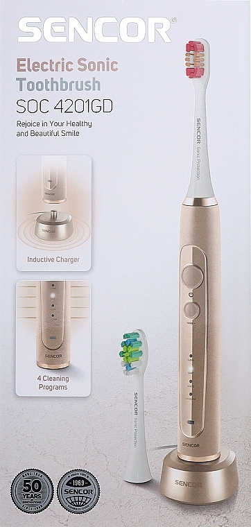Електрична зубна щітка, золотисто-біла, SOC 4201GD - Sencor — фото N1