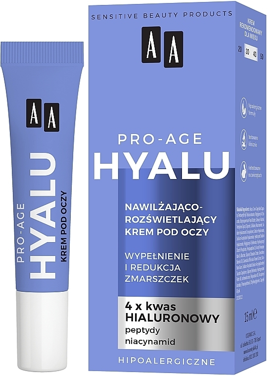 Зволожувальний крем для зони навколо очей - AA Hyalu Pro-Age Eye Cream — фото N1