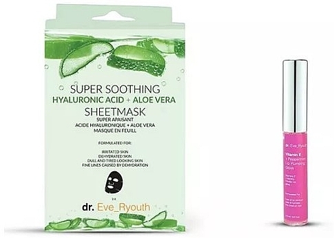 Набор - Dr. Eve_Ryouth Super Soothing + Vitamin E And Peppermint (f/mask/3pcs+lip/plumps/8ml) — фото N1