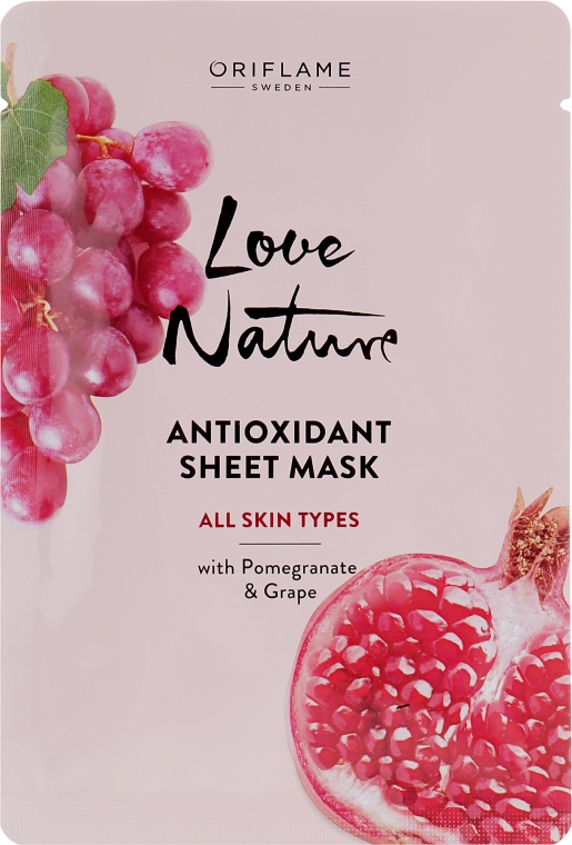 Антиоксидантная тканевая маска с гранатом и виноградом - Oriflame Love Nature — фото N1