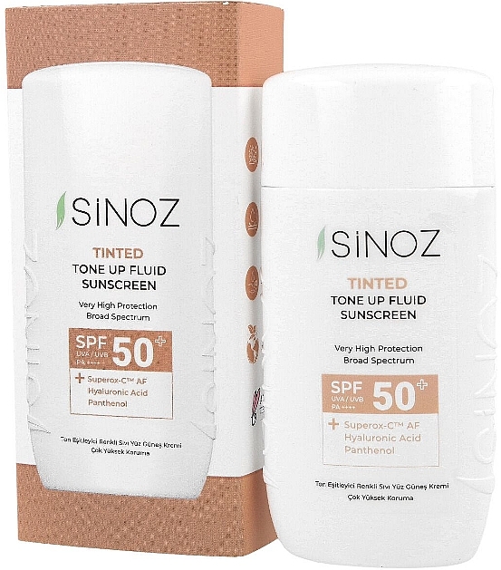 Тонирующий жидкий солнцезащитный крем SPF50+ - Sinoz Tinted Tone Up Fluid Sunscreen SPF50+ — фото N1