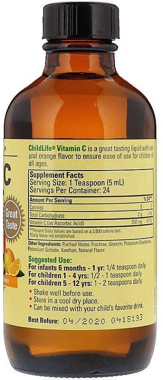 Витамины "Жидкий витамин С", с натуральным апельсиновым вкусом - Child Life Liquid Vitamin C — фото N2