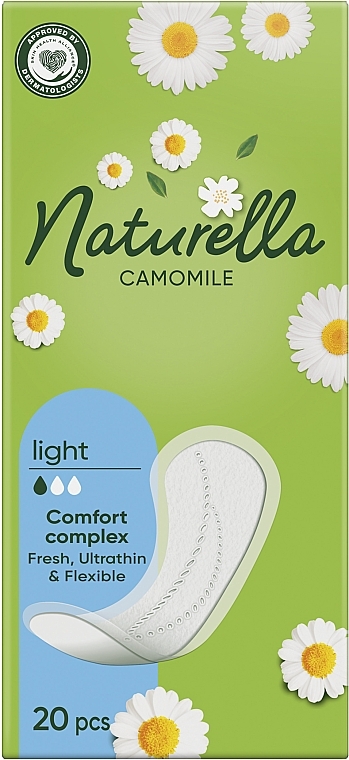 Ежедневные гигиенические прокладки в картонной коробке, 20шт - Naturella Camomile Light — фото N1