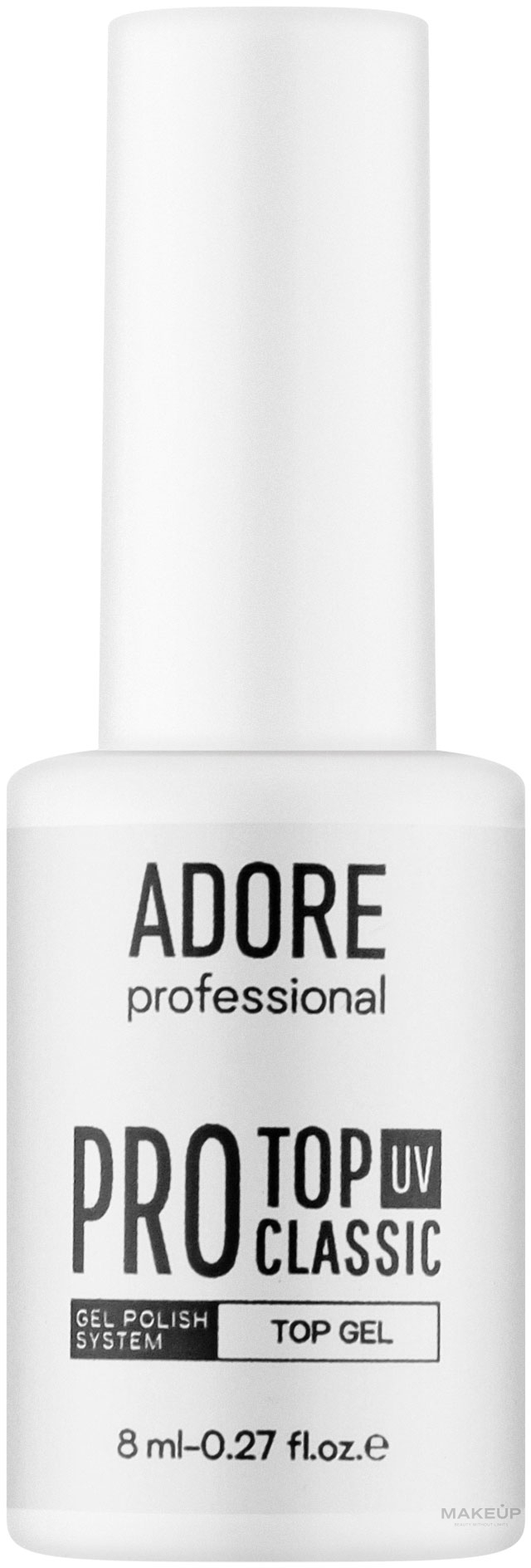 Топ для гель-лака без липкого слоя для светлых оттенков - Adore Professional Classic Top Uv — фото 8ml