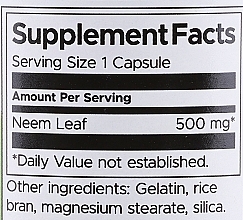 Трав'яна добавка "Листя німу" - Swanson Neem Leaf 500 mg — фото N3