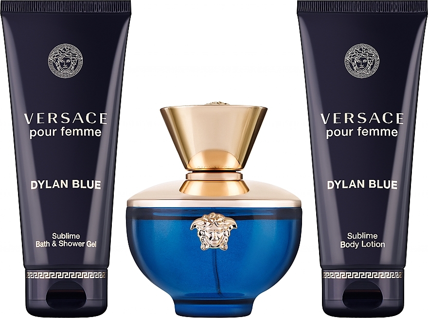 Versace Pour Femme Dylan Blue - Набір (edp/100ml + edp/mini/5ml + sh/g/100ml + b/lot/100ml) — фото N1