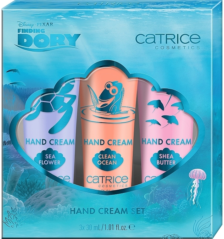 Набір зволожувальних кремів для рук - Catrice Disney Pixar Finding Dory Hand Cream Set (3xh/cr/30ml) — фото N1