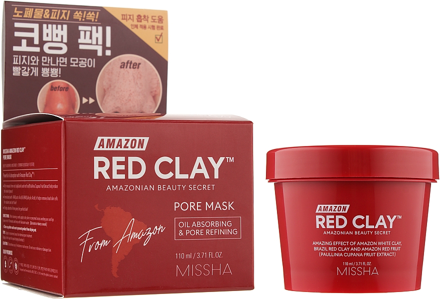 Маска для обличчя на основі червоної глини - Missha Amazon Red Clay Pore Mask — фото N2