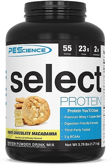 Пищевая добавка протеиновая, белый шоколад с макадамией - PEScience Select White Chocolate Macadamia — фото N2