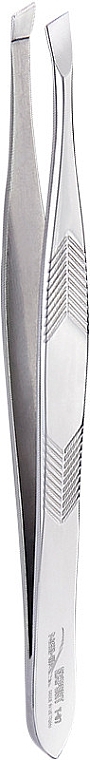 Пинцет для бровей скошенный T.07, серо-стальной - Nghia Export Tweezers — фото N3