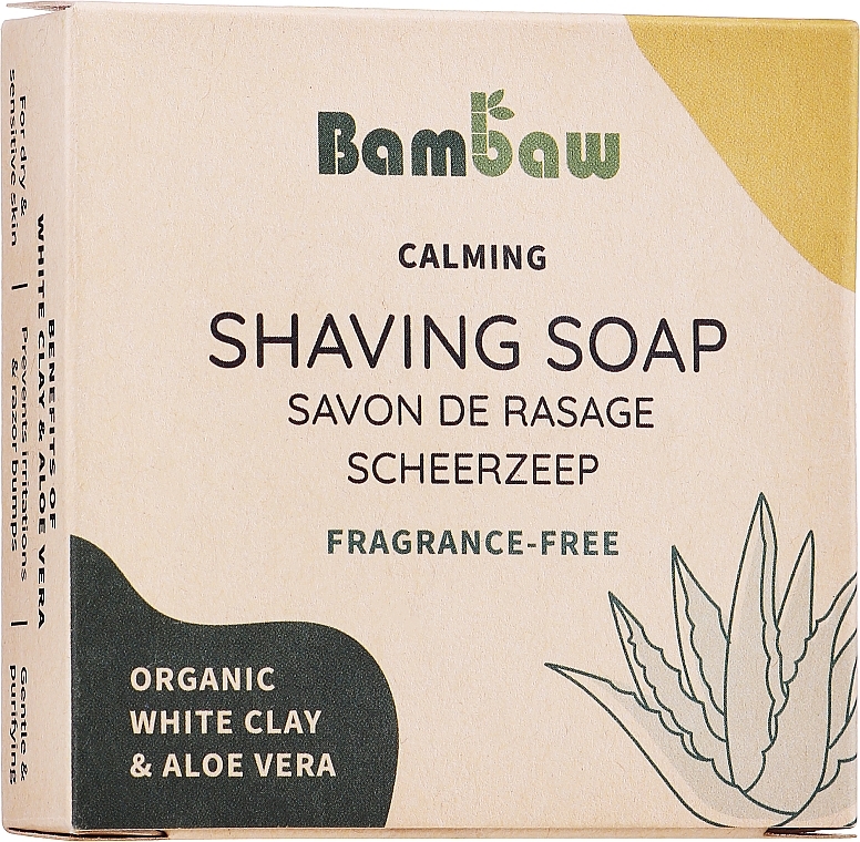 Мыло для бритья без запаха - Bambaw Shaving Soap Organic White Clay & Aloe Vera — фото N1