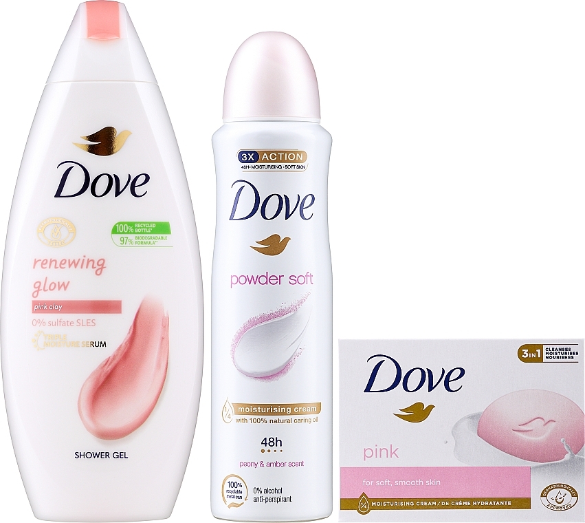 Набор - Dove Renewing Care Set (sh/gel/250ml + deo/150ml+soap/90g)  — фото N2