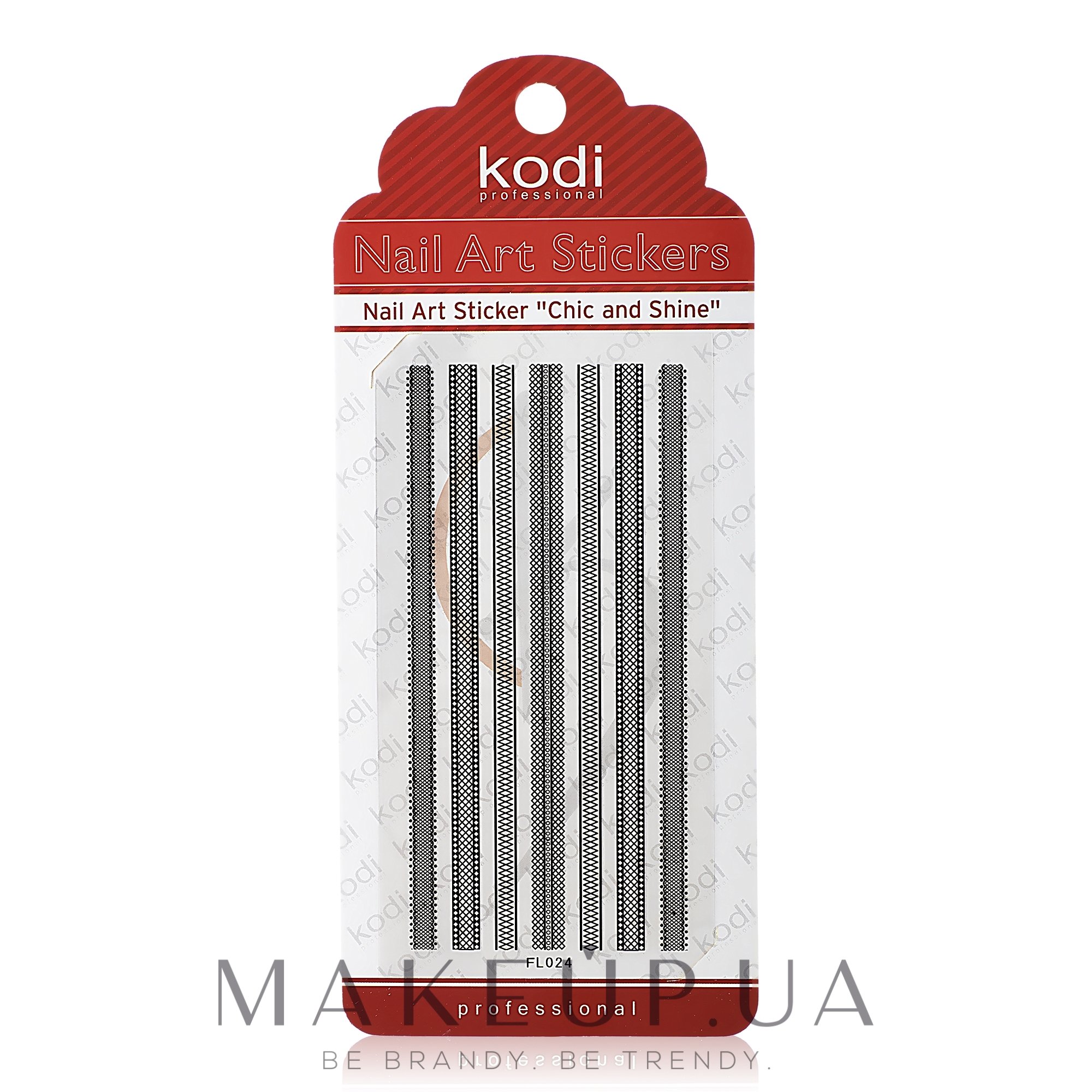 Наклейка для дизайна ногтей - Kodi Professional Nail Art Stickers FL024 — фото Black