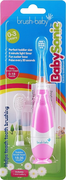 Электрическая зубная щетка, 0-3 лет, розовая - Brush-Baby BabySonic Electric Toothbrush — фото N1