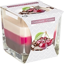 Ароматическая трехслойная свеча в стакане "Шоколад-вишня" - Bispol Scented Candle Chocolate & Cherry — фото N1