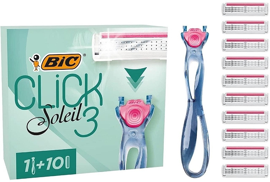 Женская бритва c 10 сменными кассетами - Bic Click 3 Soleil Bundle Pack — фото N1
