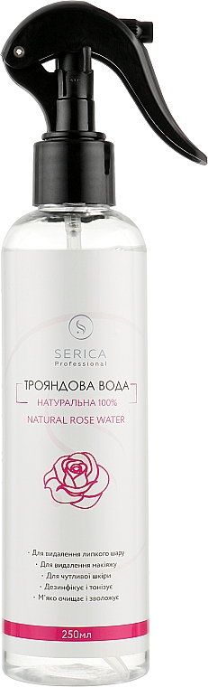 Тонік до та після депіляції "Трояндова вода" - Serica Natural Rose Water — фото N1