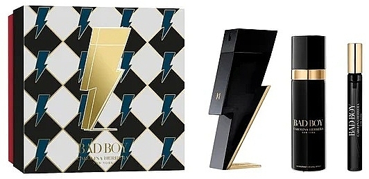 Carolina Herrera Bad Boy - Набор (edt/100ml + edt/mini/10ml + deo/100ml) — фото N1