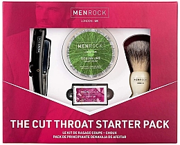 Духи, Парфюмерия, косметика Набор - Men Rock Cut Throat Shavette Starter Pack Sicilian Lime (razor/1pcs + brush/1pcs + blades/5pcs + sh/cr/100ml)